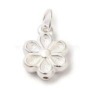 925 Sterling Silver Flower Charms, with Jump Rings, Silver, 12x9x3mm, Hole: 3mm(STER-K180-05S)