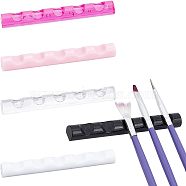 5Pcs 5 Cololrs 5 Grids Plastic Nail Art Brush Pen Holder Stand, Manicure Nails Brush Makeup Holder, Rectangle, Mixed Color, 8x1cm, 1pc/color(MRMJ-FG0001-10)