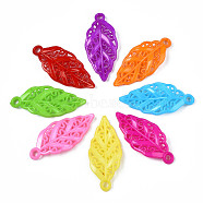 Acrylic Pendants, Leaf, Mixed Color, 39~41x18x5mm, Hole: 3mm, about 705pcs/500g(OACR-S020-39-B01)