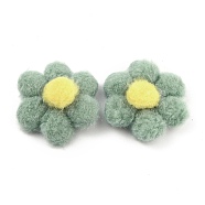 Plush Accessories, with Six Petal Flower, for DIY Woolen Gloves and Hair Accessories, Dark Sea Green, 5.6x5.2x1cm(DIY-C002-01B)