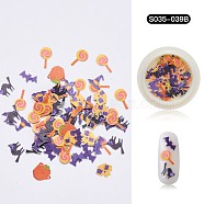 Halloween Nail Stickers, Nail Art Cabochons, Mixed Shape, for Fingernails Toenails Nail Tips Decoration, Dark Orange, 4~12x3~10x0.1mm, about 50pcs/box(MRMJ-S035-039B)