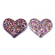 Resin Paillette Pendants, Heart, Colorful, 31x36.5x4.5mm, Hole: 1.5mm(BT-TAC0008-01D)