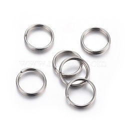 Tarnish Resistant 304 Stainless Steel Split Rings, Double Loops Jump Rings, Stainless Steel Color, 10x2mm, Inner Diameter: 8mm, Single Wire: 1mm(STAS-P223-22P-06)