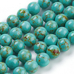 Synthetic Turquoise Beads Strands, Dyed, Round, Pale Turquoise, 10mm, Hole: 1mm, about 40pcs/strand, 15.7(TURQ-H038-10mm-XXS10)