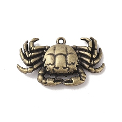 Tibetan style Alloy Pendants, Crab Charm, Antique Golden, 24x41.5x9mm, Hole: 2mm(FIND-M021-18AG)