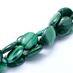 Natural Malachite Beads Strands, Oval, 17~18x12.5~13x5mm, Hole: 0.8mm, about 23pcs/strand, 15.75 inch(40cm)(G-D0011-11F)