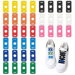 36Pcs 9 Colors PVC Sheets, Shoelace Charm, for Shoelace Decoration, Rectangle, Mixed Color, 30.5x14x2mm, Hole: 7.5mm & 7x2mm, 4pcs/color(KY-FG0001-16)