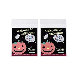 Halloween Theme Plastic Bakeware Bag, with Self-adhesive, for Chocolate, Candy, Cookies, Square, Pumpkin, 130x100x0.2mm, about 100pcs/bag(OPP-Q004-02A)