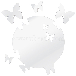 Acrylic Mirror Wall Stickers, with Self-adhesion, for Home Wall Cabinet Decorations, Butterfly, Silver, 67~298x58~242x1mm, 3pcs/set(OACR-WH0032-05C)