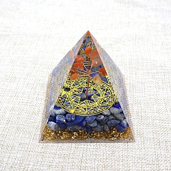 Orgonite Pyramid Resin Energy Generators, Reiki Natural Carnelian & Sodalite Chips Tree of life Inside for Home Office Desk Decoration, 50mm(PW-WG982CD-01)