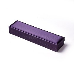 Plastic Jewelry Boxes, Covered with PU Leather, Rectangle, Purple, 22x5.7x3.4cm(LBOX-L004-E01)