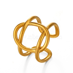 Stainless Steel Open Cuff Rings, Hollow Oval Jewely for Women, Golden, US Size 8(18.1mm)(PW-WG3AB67-01)