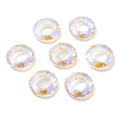 Electroplated Glass Linking Rings, Crystal Cosmic Ring, Prism Ring, Faceted, Round Ring, Clear, 20x5.5mm, Inner Diameter: 11mm(GLAA-A008-04B-04)