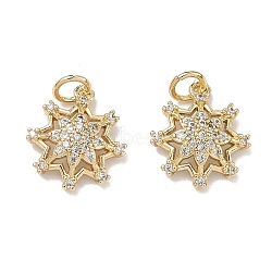 Brass Micro Pave Cubic Zirconia Pendants, Star Charms, Rack Plating, Long-Lasting Plated, Cadmium Free & Lead Free, Golden, 15x13x4mm, Hole: 3mm(KK-D235-11G)