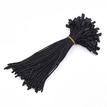 Waxed Cord with Seal Tag, Plastic Hang Tag Fasteners, Black, 185x2mm, Seal Tag: 11x7x4.5mm and 9x3mm, about 1000pcs/bag