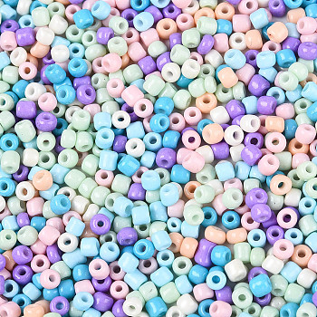 8/0 Baking Paint Glass Seed Beads, Mixed Color, 3x2mm, Hole: 1~1.2mm, about 10000pcs/bag