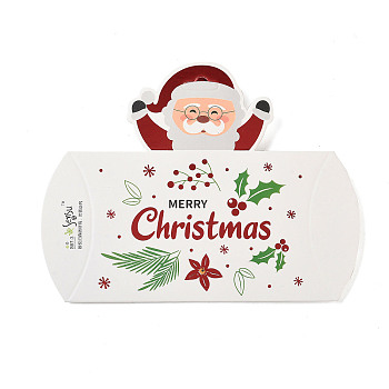 Christmas Theme Paper Pillow Gift Boxes, Gift Packaging Boxes with Hanging Hole for Gift Wrapping, Santa Claus, 13x2.75x11.5cm