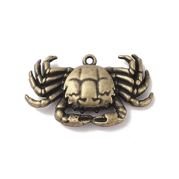 Tibetan style Alloy Pendants, Crab Charm, Antique Golden, 24x41.5x9mm, Hole: 2mm