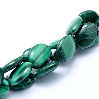 Natural Malachite Beads Strands, Oval, 17~18x12.5~13x5mm, Hole: 0.8mm, about 23pcs/strand, 15.75 inch(40cm)