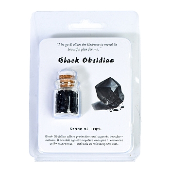 Natural Obsidian Wishing Bottle Display Decorations, Reiki Energy Balancing Meditation Love Gift, Package Size: 95x95mm