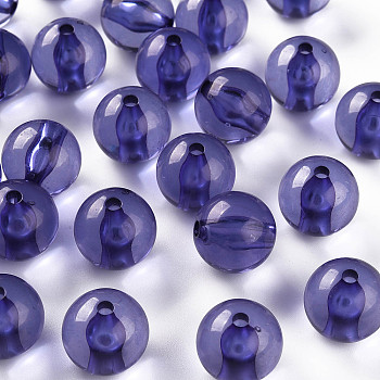 Transparent Acrylic Beads, Round, Medium Slate Blue, 16x15mm, Hole: 2.8mm, about 220pcs/500g