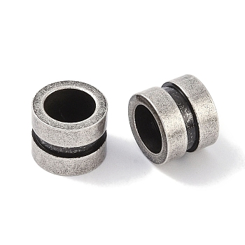 316 Surgical Stainless Steel Beads, Large Hole Beads, Column, Antique Silver, 10x8mm, Hole: 7mm