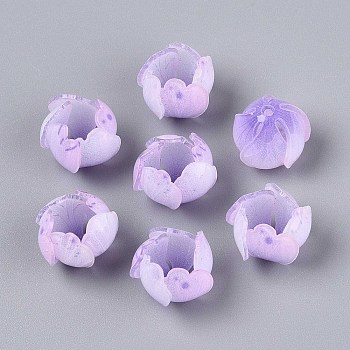 Flower Acrylic Bead Caps, for DIY Jewelry Making, Lilac, 14x16x16mm, Hole: 1.6mm