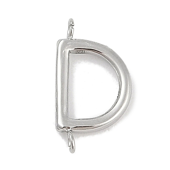 304 Stainless Steel Letter Connector Charms, Stainless Steel Color, Letter D, 12x6.5x2mm, Hole: 1.2mm