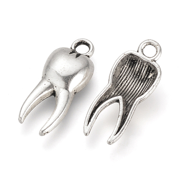 Tibetan Style Alloy Pendants, Cadmium Free & Lead Free, Tooth Shape, Antique Silver, 20x8x4mm, Hole: 2mm, about 1190pcs/1000g