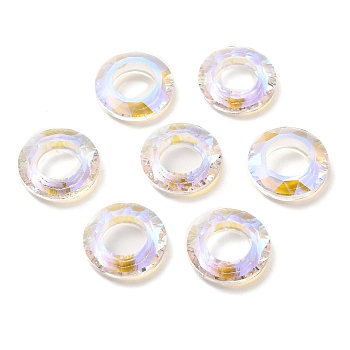 Electroplated Glass Linking Rings, Crystal Cosmic Ring, Prism Ring, Faceted, Round Ring, Clear, 20x5.5mm, Inner Diameter: 11mm