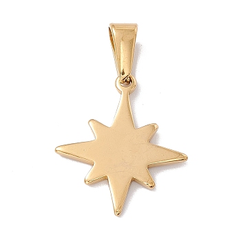 Vacuum Plating 304 Stainless Steel Pendants, Laser Cut, Star Charms, Golden, 20.5x17.5x1mm, Hole: 3.5x7mm