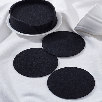 10Pcs Felt Cup Mat, Flat Round, Black, 99x3mm