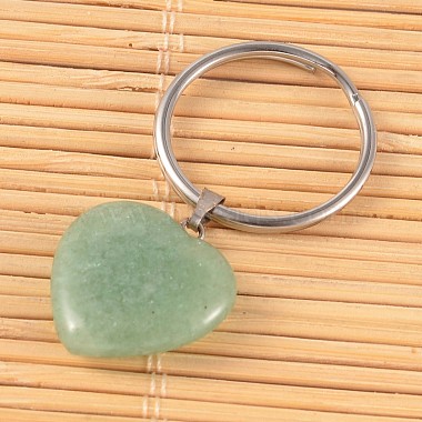 Heart Natural & Synthetic Mixed Gemstone Keychain(KEYC-JKC00057)-2