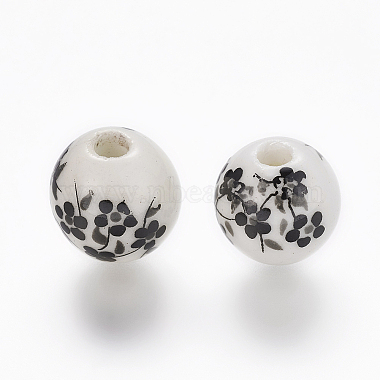 Floral Printed Porcelain Beads(X-PORC-Q201-10mm-5)-2