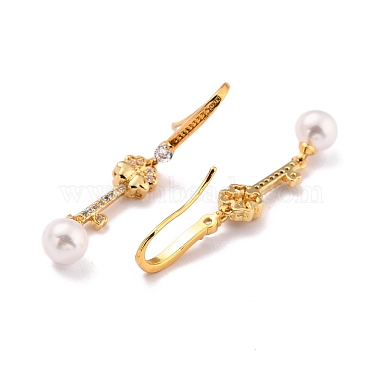 Clover Skeleton Key Sparkling Cubic Zirconia Dangle Earrings for Her(ZIRC-C025-30G)-2