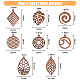 16Pcs 8 Styles Natural Walnut Wood Pendants(WOOD-HY0001-04)-2