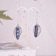 Natural Sodalite Bullet & Leaf Dangle Stud Earrings(EJEW-PH01406-03)-3