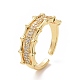 Clear Cubic Zirconia Bamboo Open Cuff Ring(RJEW-I093-02G)-1