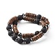 Natural Coconut Rondelle Beads Stretch Bracelets Set for Men Women(BJEW-JB06771)-1