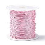 1 Roll Nylon Braided Cord, Chinese Knotting Cord for Jewelry Making Macrame Craft, Pink, 0.4mm(X-NWIR-C003-02D)