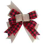 1Pc Christmas Linen Big Bowknot Decorations, with Twist Tie, for Christmas Party Decorations, FireBrick, 215x250x31mm(AJEW-CN0005-55A)