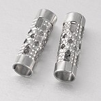Tarnish Resistant Column 316 Surgical Stainless Steel Hollow Tube Beads, Stainless Steel Color, 12x4mm, Hole: 3mm(STAS-M255-01)