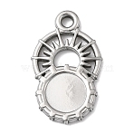 Sun 304 Stainless Steel Pendant Cabochon Setting, with Blank Round Trays, Stainless Steel Color, 31x18x2.5mm, Hole: 3mm, Tray Size: 10mm(STAS-P454-12P)