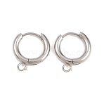 316 Stainless Steel Huggie Hoop Earring Findings, with Loop, Long-Lasting Plated, Stainless Steel Color, 15x2.5mm, Hole: 2.5mm, Pin: 1mm(EJEW-B158-01B-P)