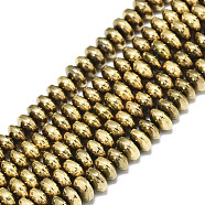 Electroplate Non-magnetic Synthetic Hematite Beads Strands, Rondelle, Real 18K Gold Plated, 4x2mm, Hole: 0.5mm, about 180~182pcs/strand, 15.75 inch(40cm)(G-S352-58)