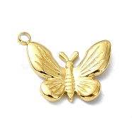 Ion Plating(IP) 304 Stainless Steel Pendants, Real 18K Gold Plated, Butterfly, 12x16x2mm, Hole: 1.5mm(STAS-B058-29G-01)