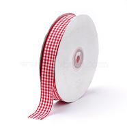 Polyester Ribbon, Tartan Ribbon, Red, 5/8 inch(16mm), about 50yards/roll(45.72m/roll)(SRIB-Q020-16mm-S002)