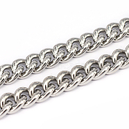 201 Stainless Steel Cuban Link Chains, Curb Chains, Unwelded, Stainless Steel Color, 11x9x2.5mm(CHS-L001-51-2.5mm)
