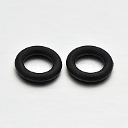 Rubber O Rings, Donut Spacer Beads, Fit European Clip Stopper Beads, Black, 10x2mm(X-KY-E002-01)