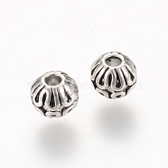 Tibetan Style Alloy Spacer Beads, Rondelle, Cadmium Free & Lead Free, Antique Silver, 6x5mm, Hole: 2mm(X-TIBEB-Q067-41AS-RS)